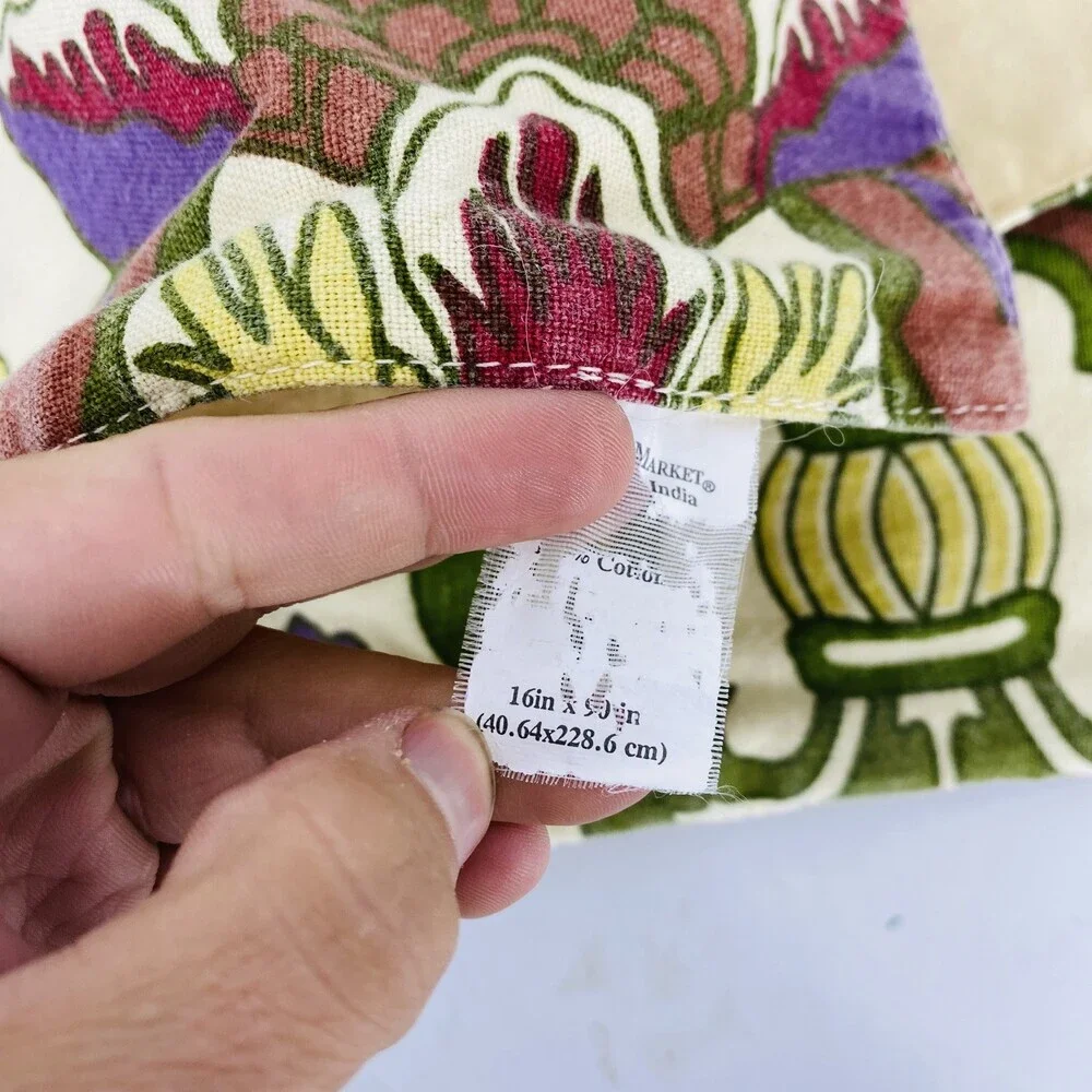 World Market Table Runner French Retro Acanthus Artichoke Floral 16x50